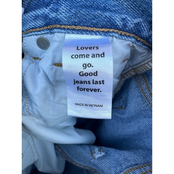 PacSun High Rise Straight Leg Raw Hem Checkered Blue Jeans 24 - Picture 6 of 8